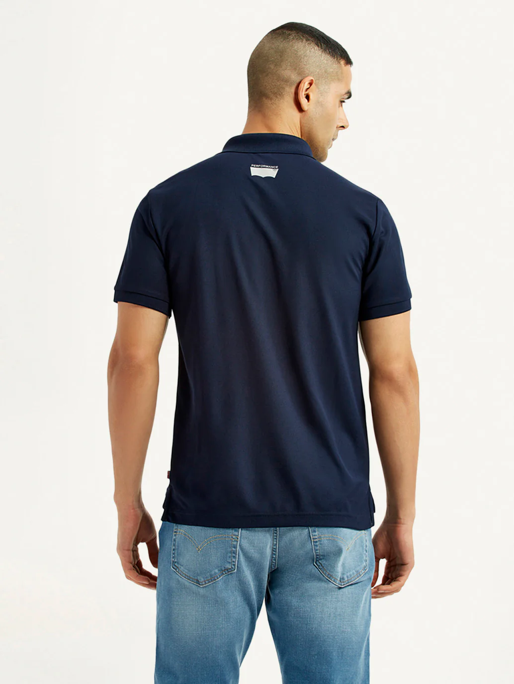 Men's Solid Navy Blue Polo T-Shirt - Image 2