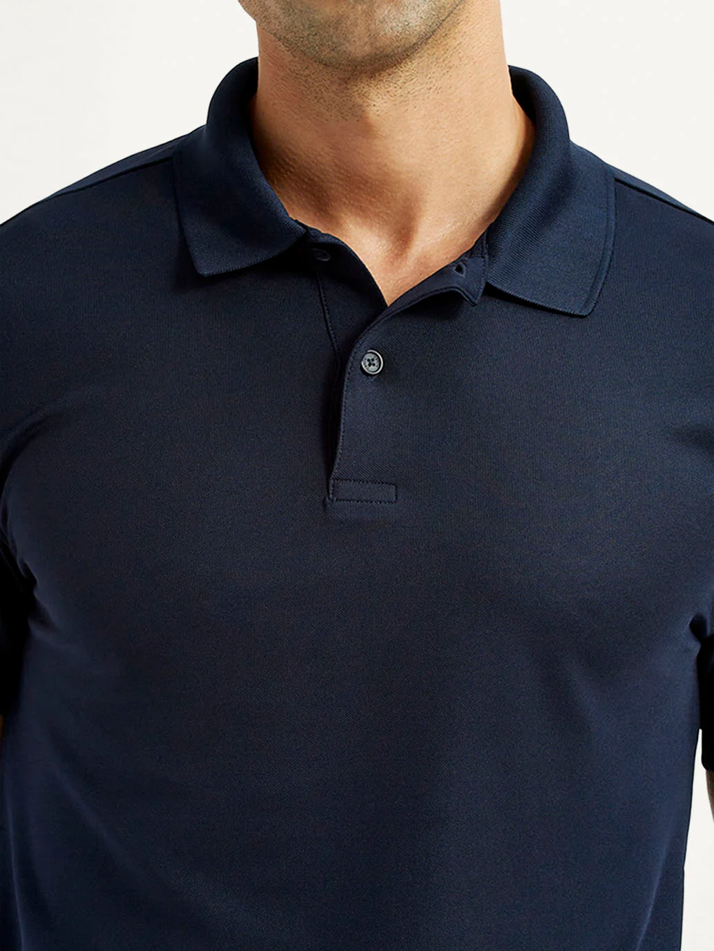 Men's Solid Navy Blue Polo T-Shirt - Image 4