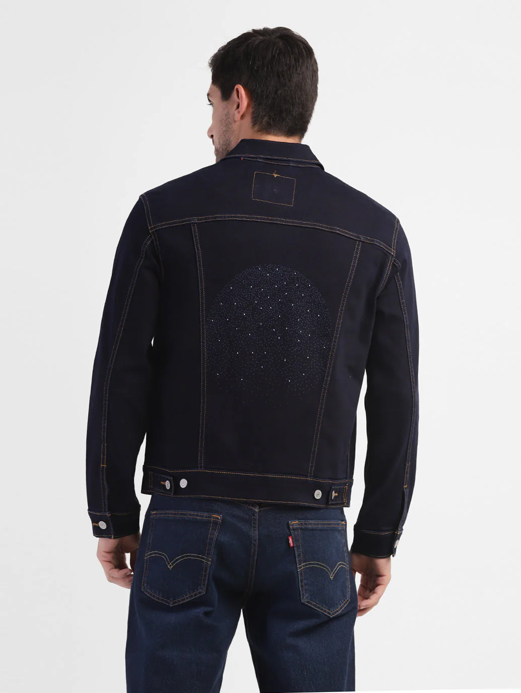 Men's Solid Spread Collar Denim Jacket - Image 3