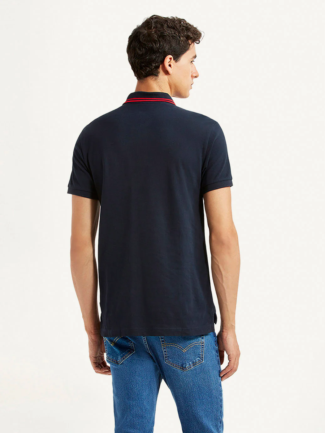 Men's Solid Navy Slim Fit Polo T-shirt - Image 2