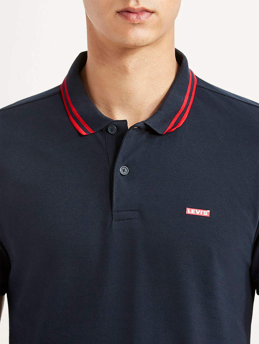 Men's Solid Navy Slim Fit Polo T-shirt - Image 3