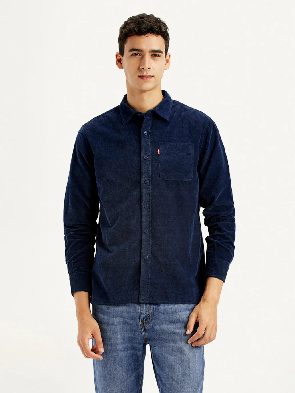 Men's Solid Navy Slim Fit Shirt - Image 2