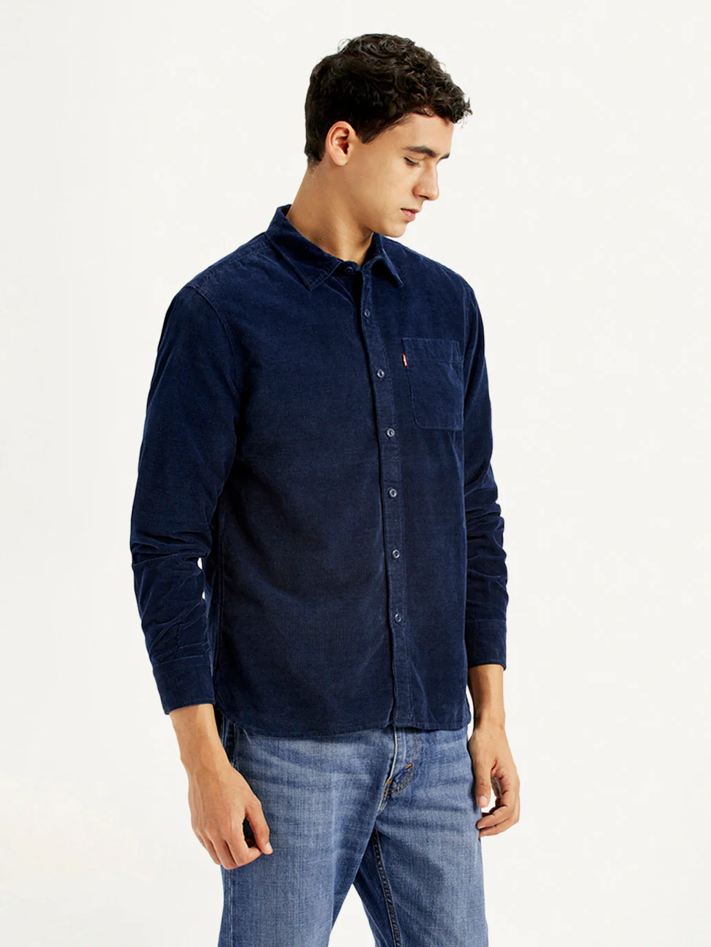 Men's Solid Navy Slim Fit Shirt - Image 5