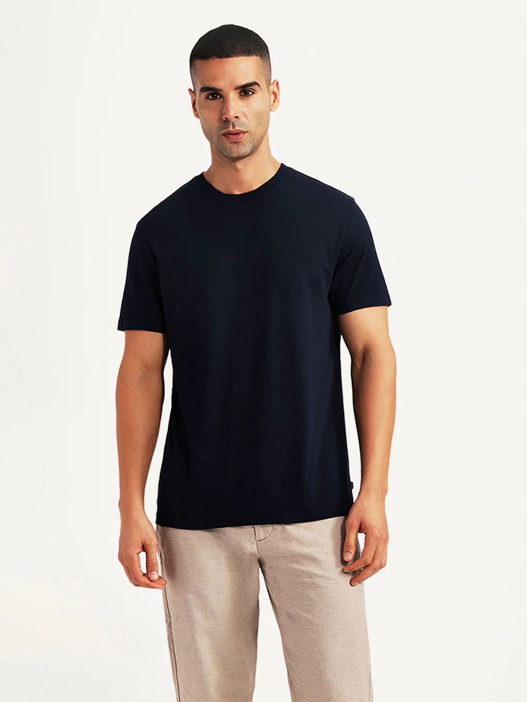 Men's Solid Navy Slim Fit T-shirt