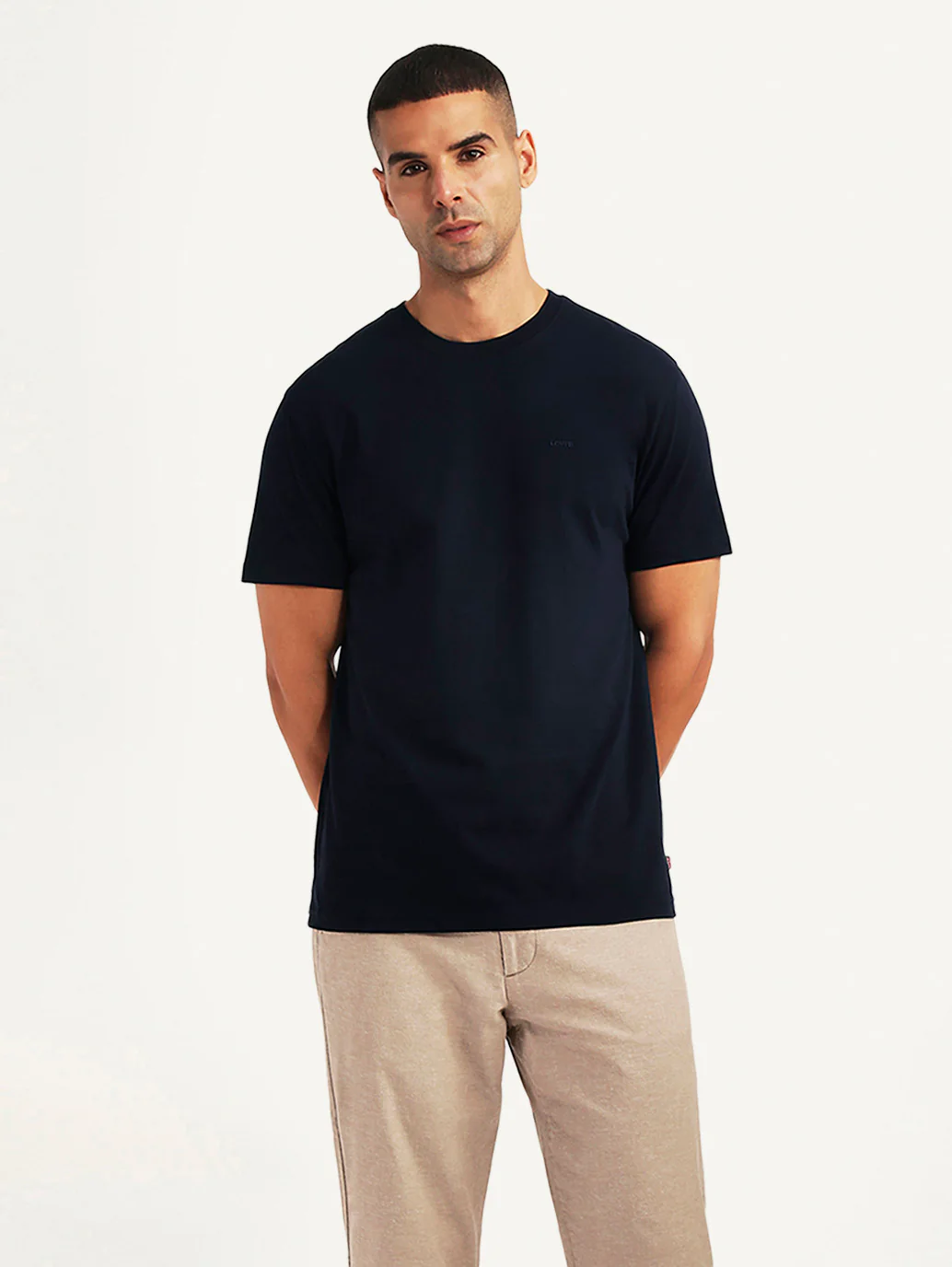 Men's Solid Navy Slim Fit T-shirt - Image 5