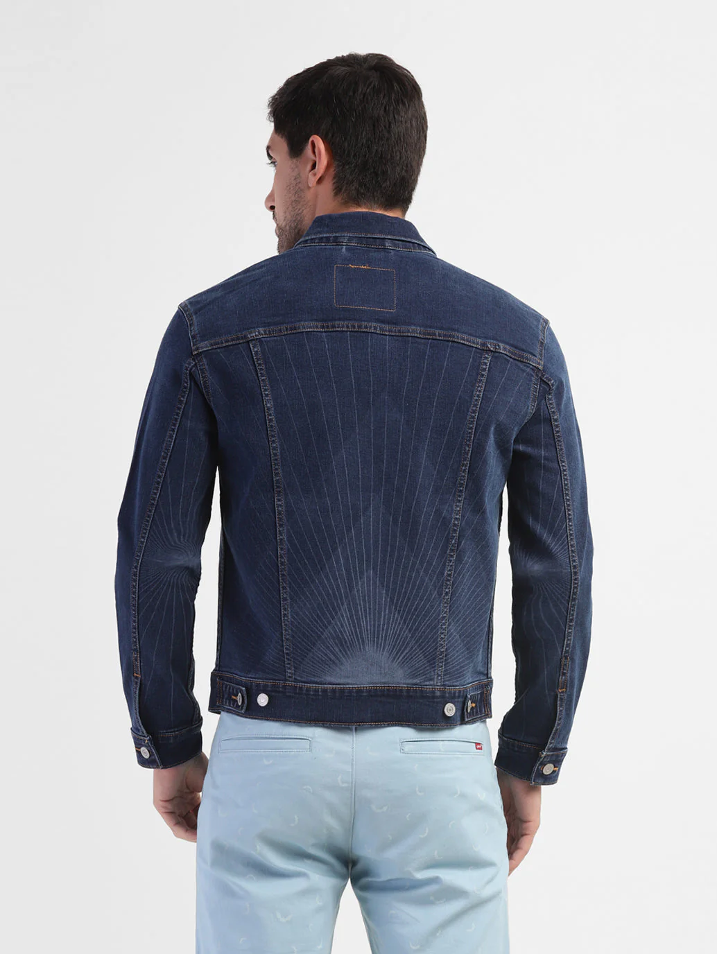 Men's Solid Spread Collar Denim Jacket - Image 3