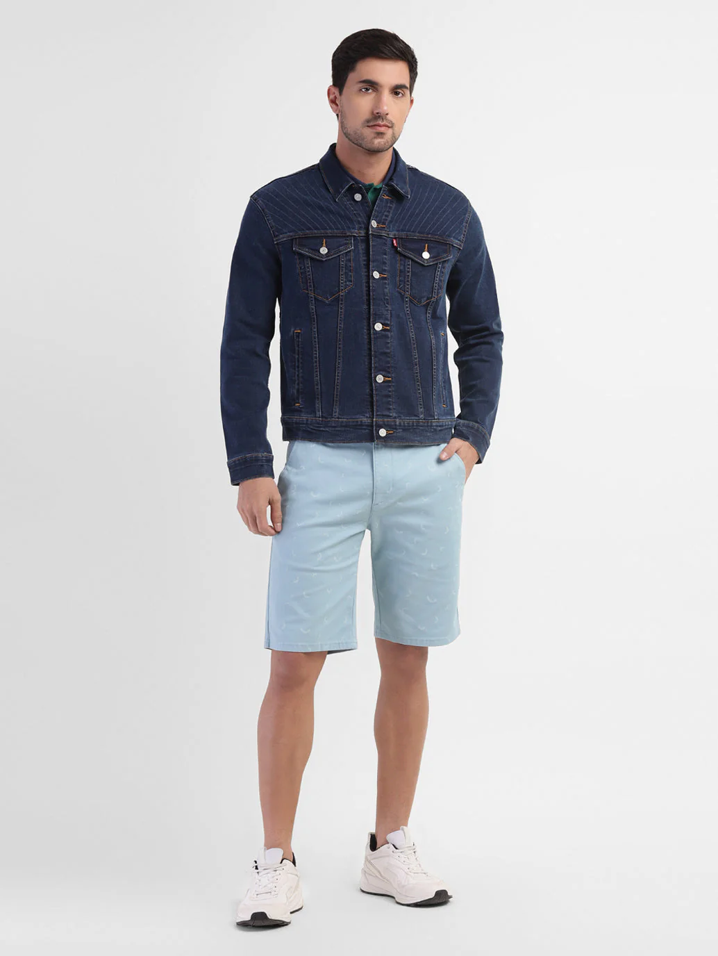 Men's Solid Spread Collar Denim Jacket - Image 5
