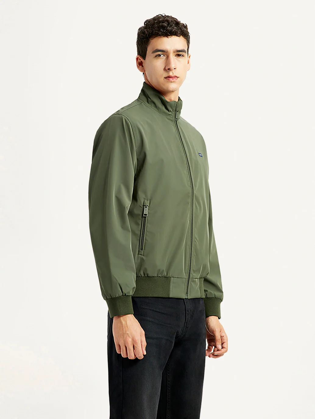 Men's Solid Slim Fit Bomber Jacket - Image 3