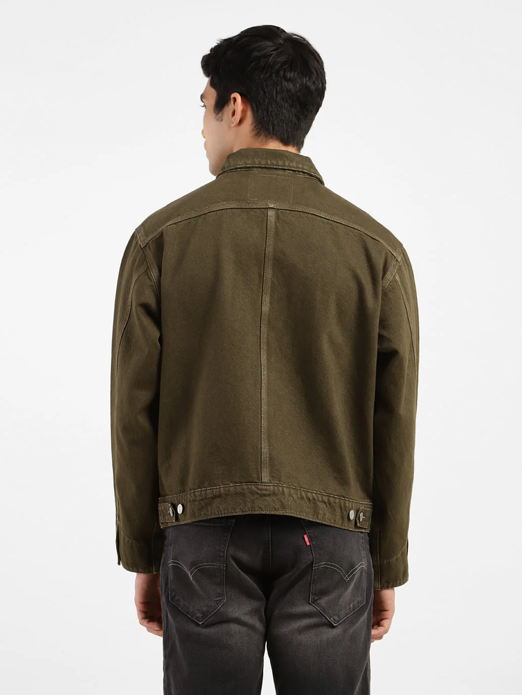 Men's Solid Spread Collar Denim Jacket - Image 3