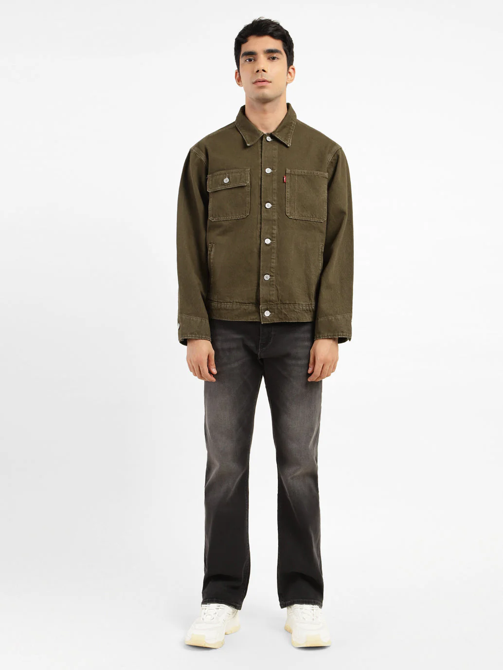 Men's Solid Spread Collar Denim Jacket - Image 6