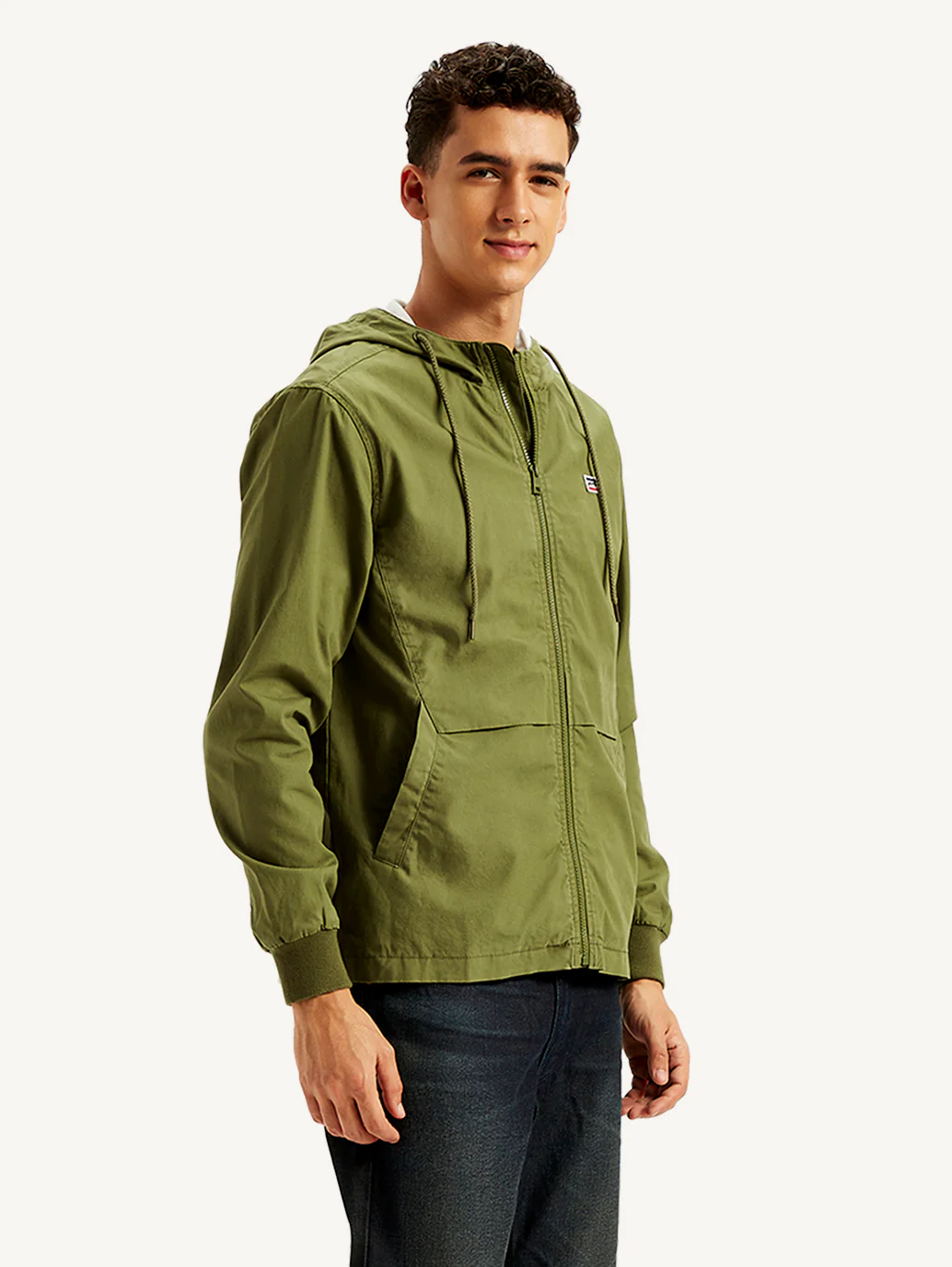 Men's Solid Olive Hooded Tailored Jacket - Image 6