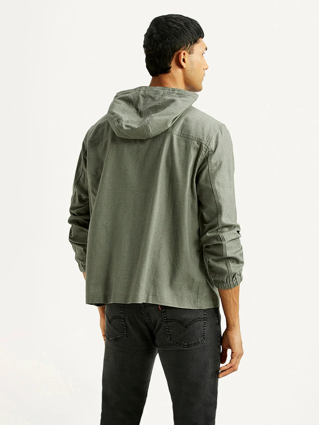 Men's Solid Green Relaxed Fit Linen Jacket - Image 2
