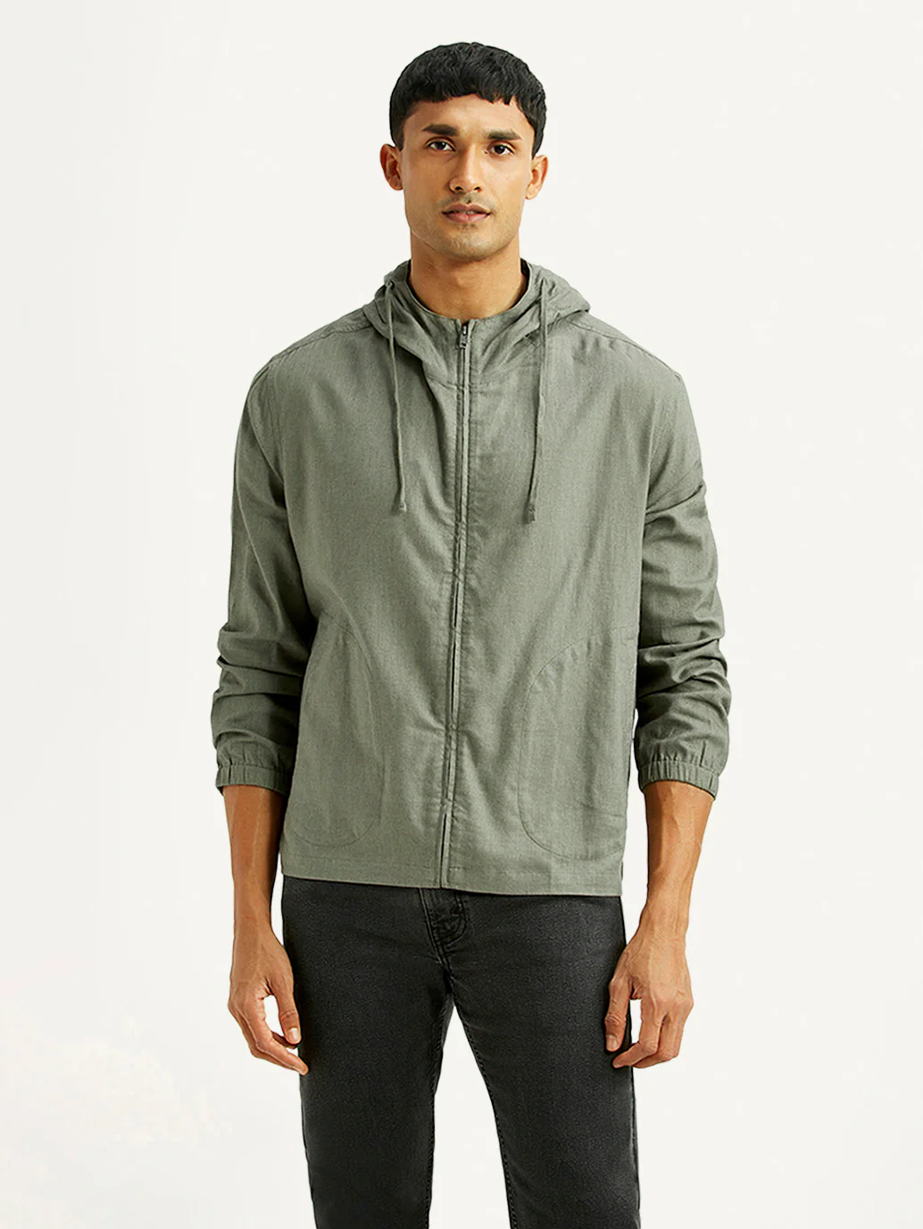 Men's Solid Green Relaxed Fit Linen Jacket - Image 5