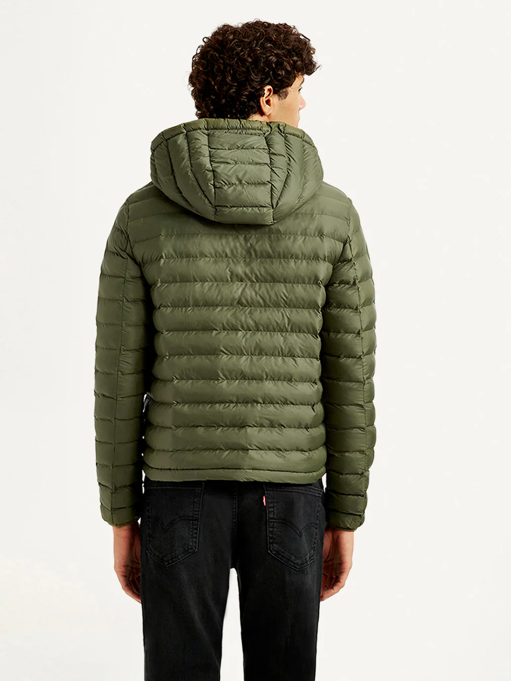 Men's Solid Olive Puffer Jacket - Image 7