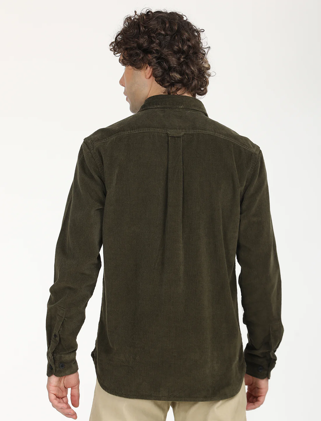 Men's Solid Olive Spread Collar Shacket - Image 3