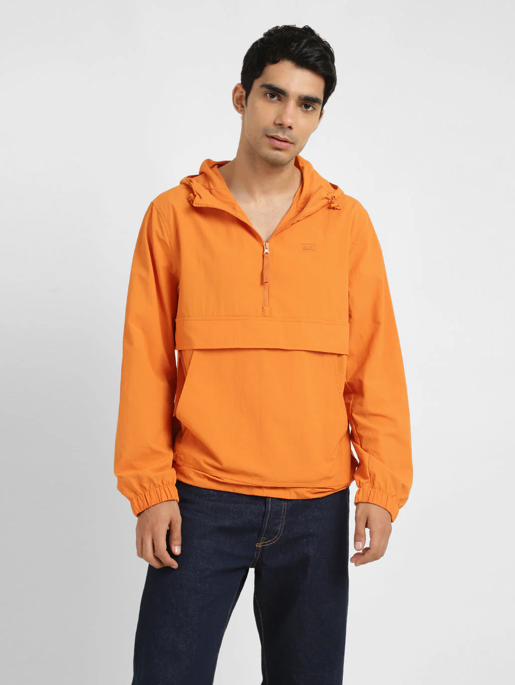 Men's Solid Orange Hooded Tailored Jacket - Image 6