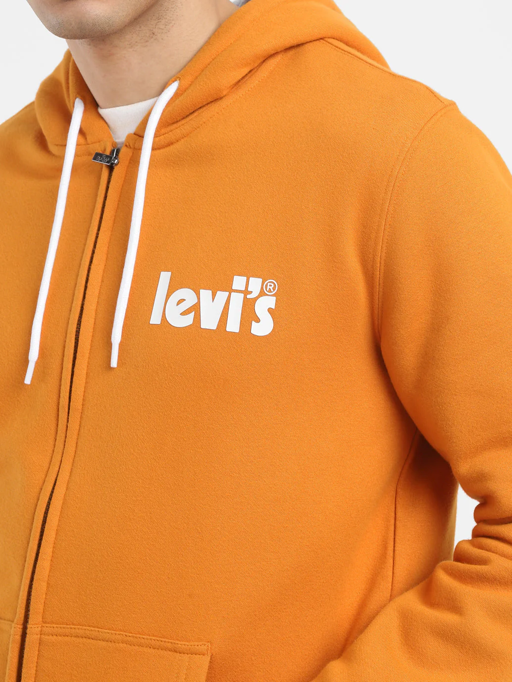 Men's Solid Orange Hooded Sweatshirt - Image 5