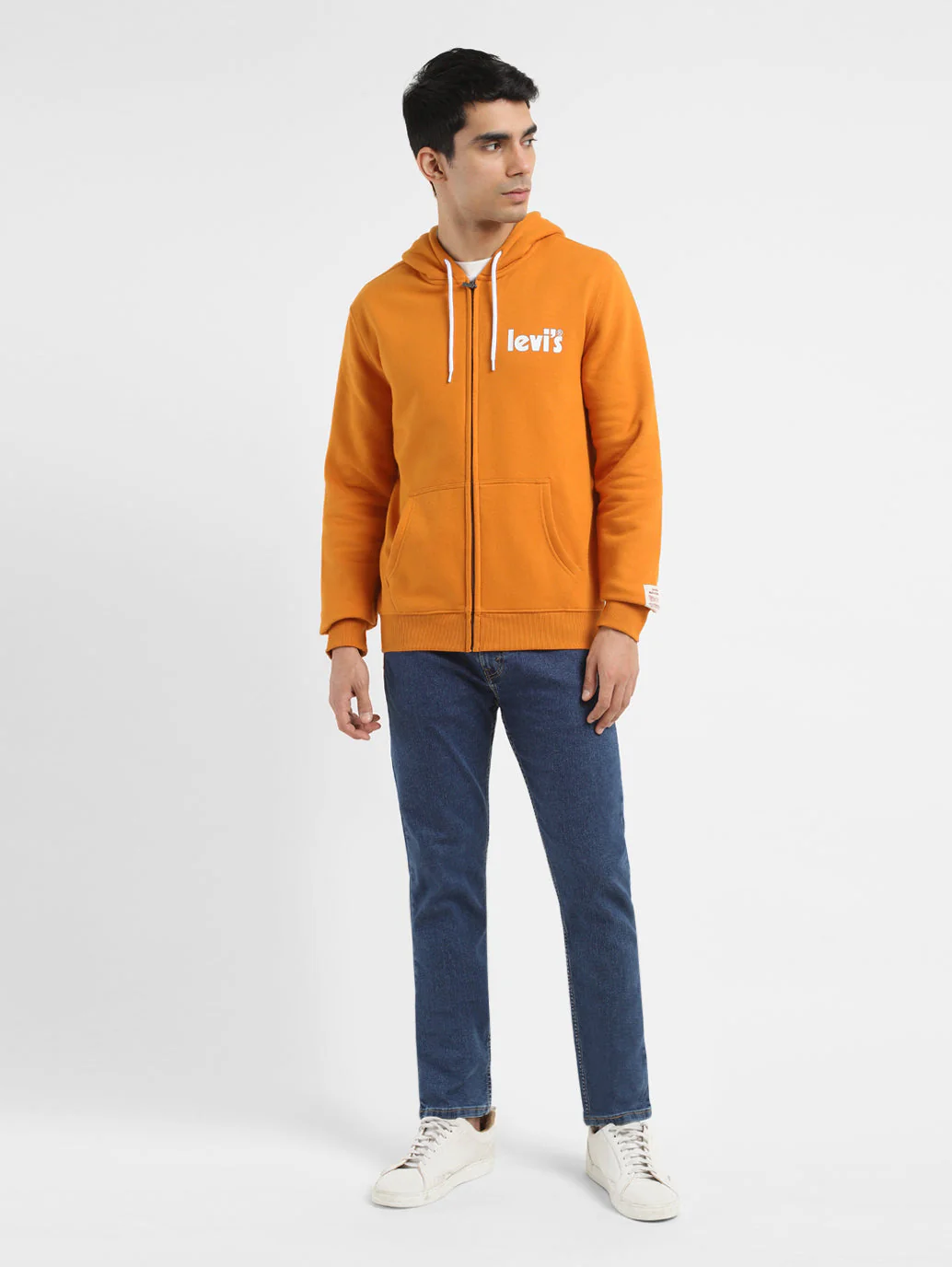 Men's Solid Orange Hooded Sweatshirt - Image 6