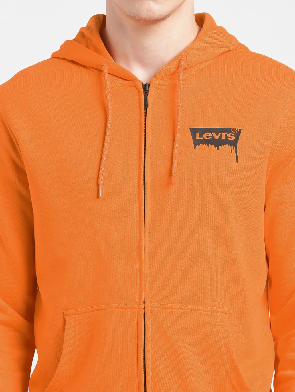 Men's Solid Orange Hooded Sweatshirt - Image 5