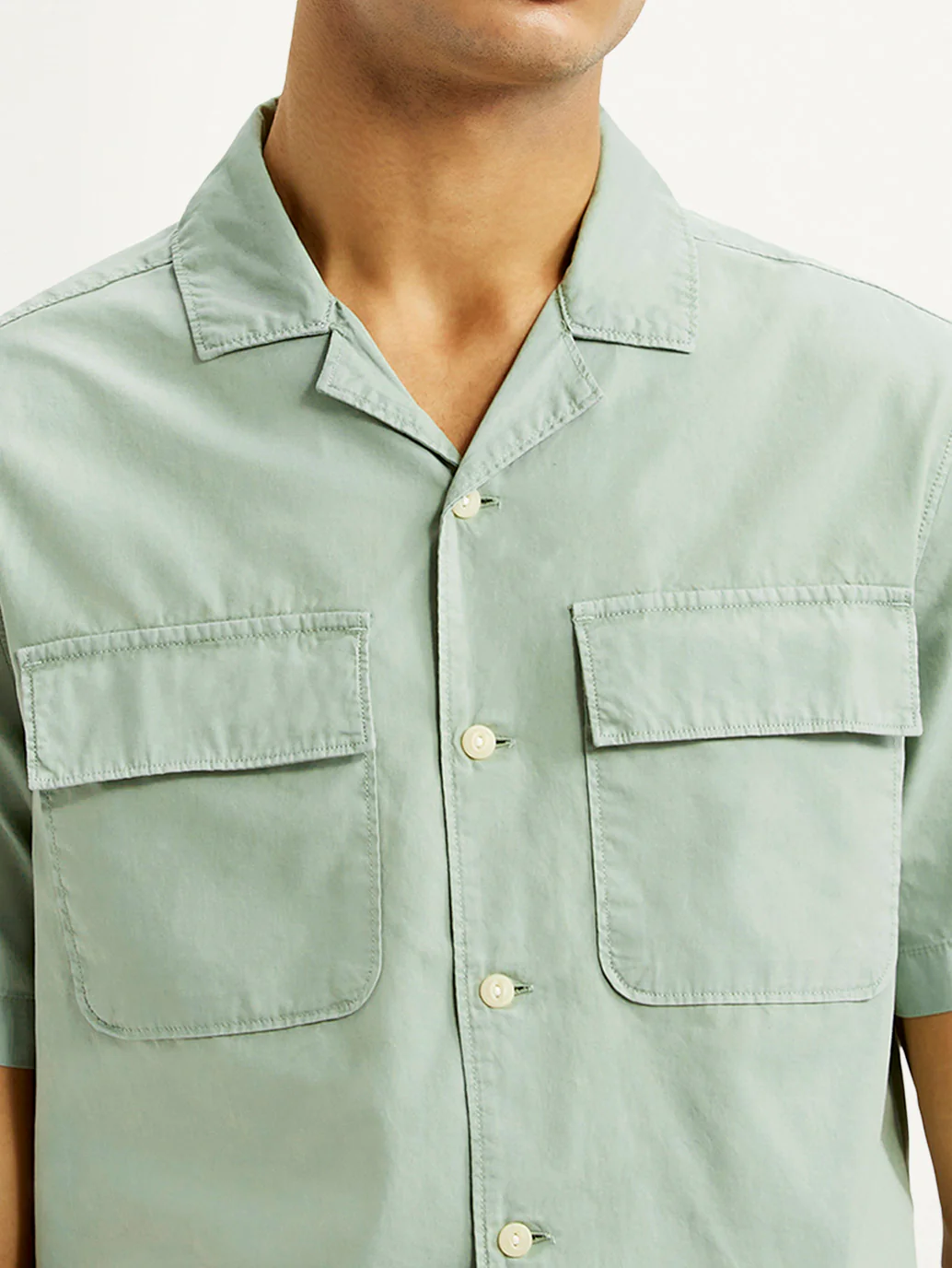 Men's Overdyed Mint Slim Fit Resort Collar Oxford Shirt - Image 3