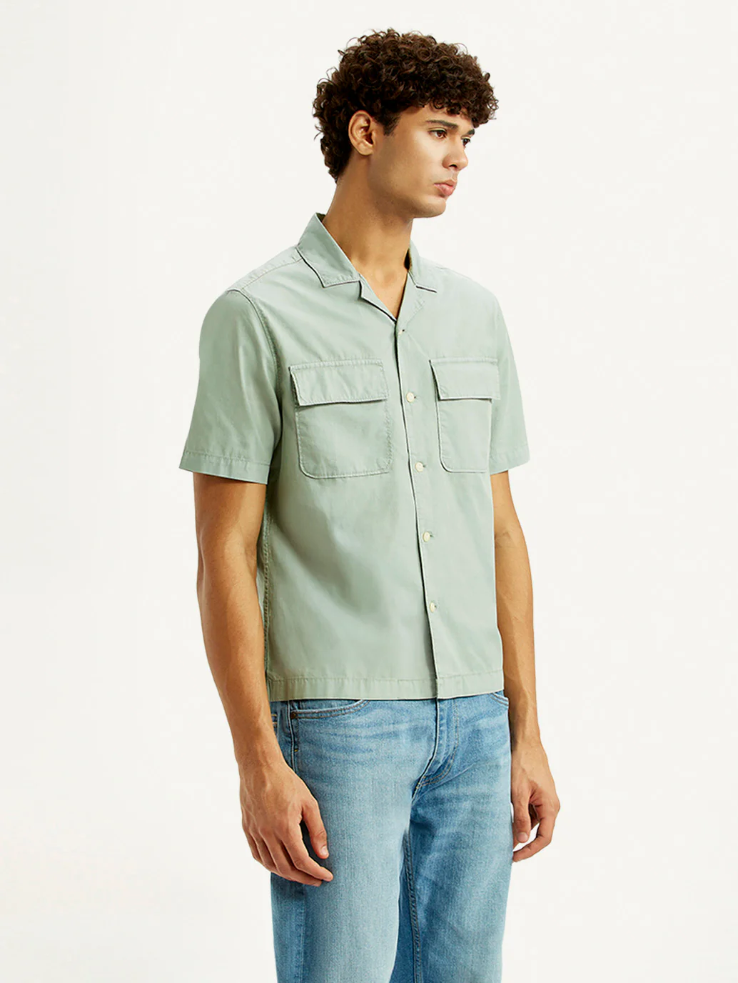 Men's Overdyed Mint Slim Fit Resort Collar Oxford Shirt - Image 4