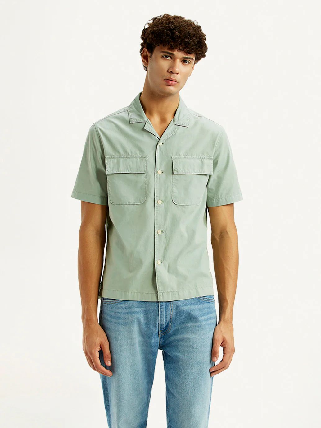 Men's Overdyed Mint Slim Fit Resort Collar Oxford Shirt - Image 5