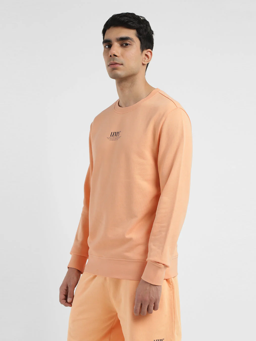Men's Solid Peach Crew Neck Sweatshirt - Image 4