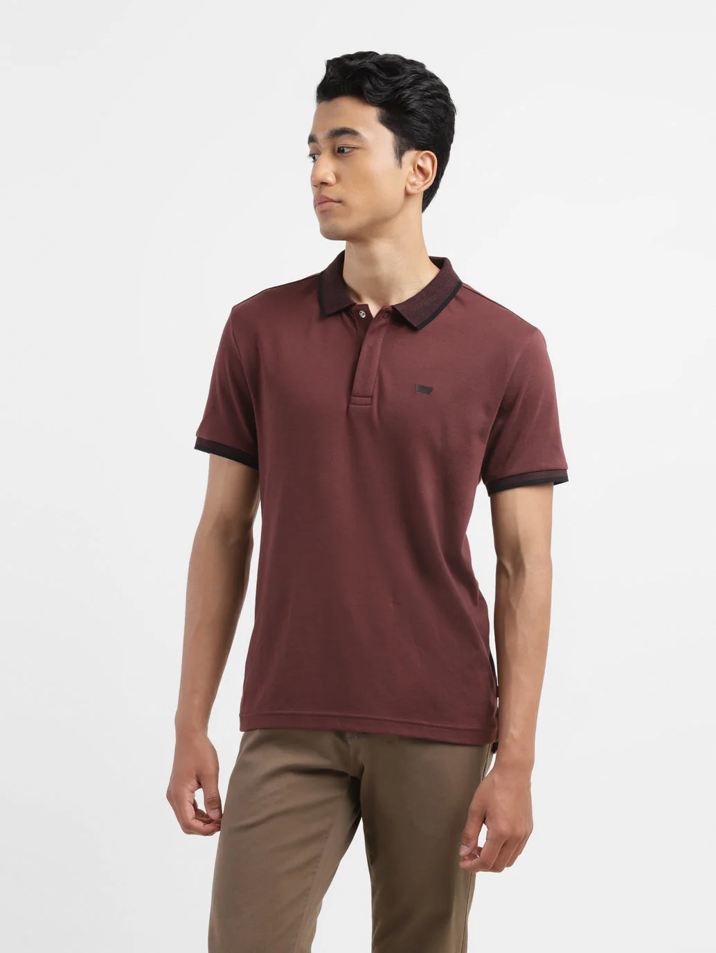Men's Solid Polo Collar T-shirt - Image 2