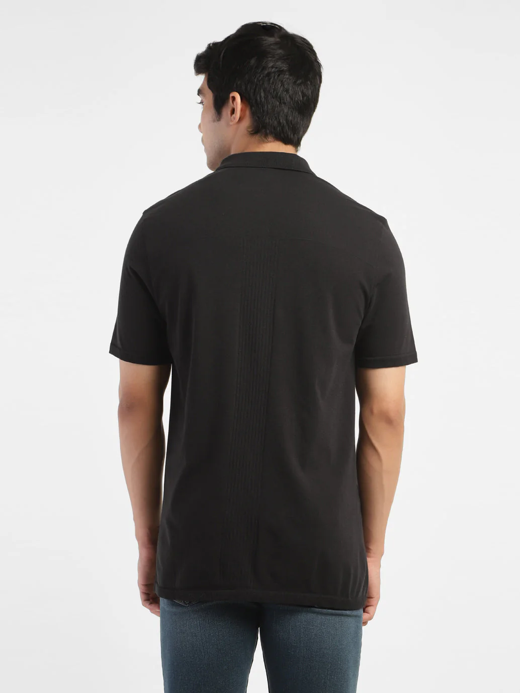 Men's Solid Polo T-shirt Black - Image 3