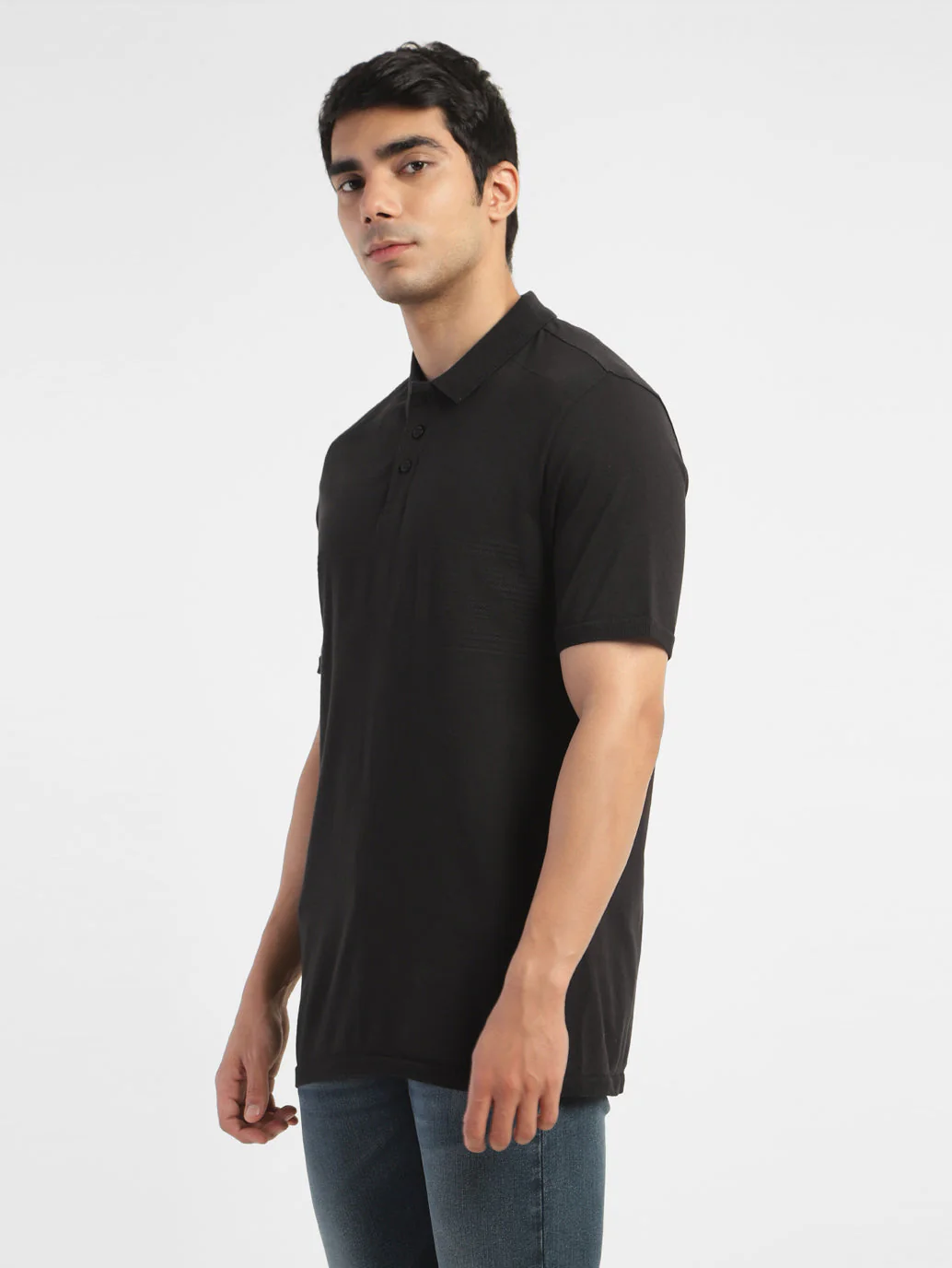 Men's Solid Polo T-shirt Black - Image 4