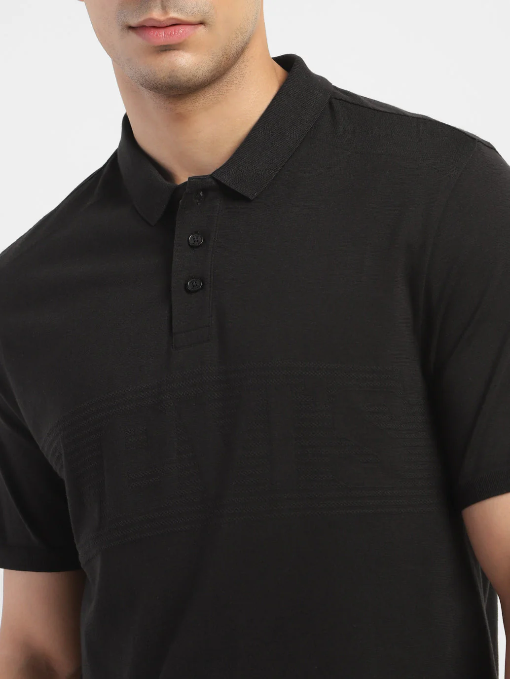 Men's Solid Polo T-shirt Black - Image 6