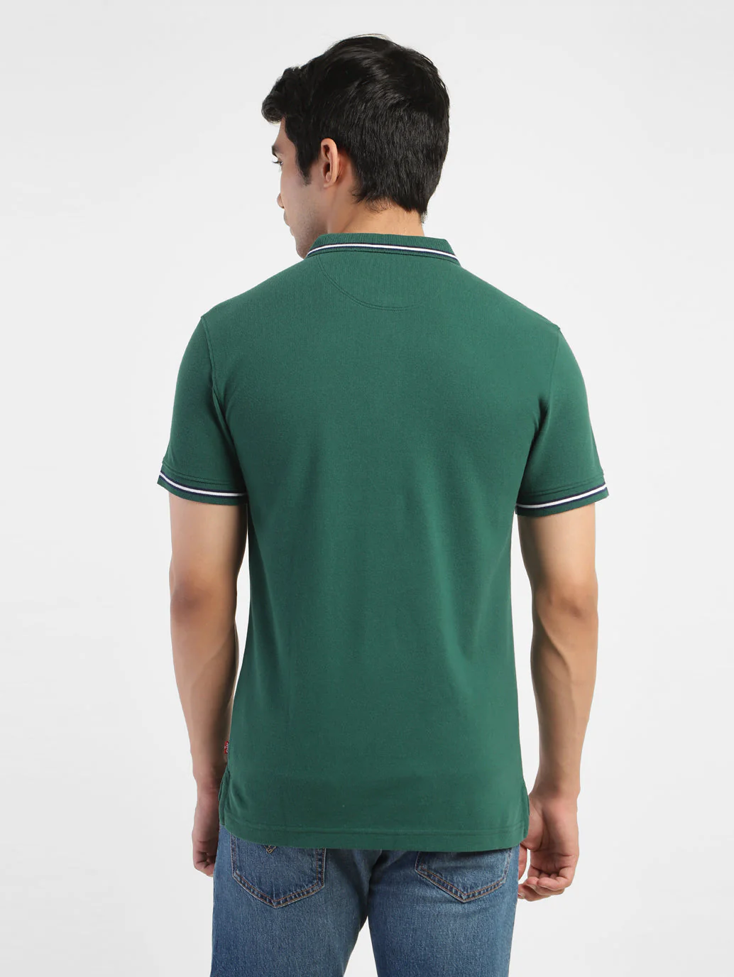 Men's Solid Polo T-shirt Green - Image 3