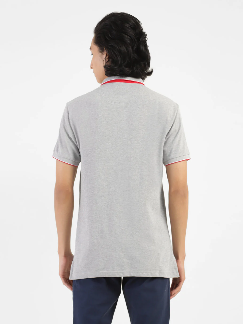 Men's Solid Polo T-shirt Grey - Image 3