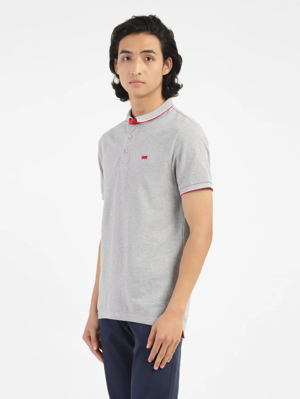 Men's Solid Polo T-shirt Grey - Image 4