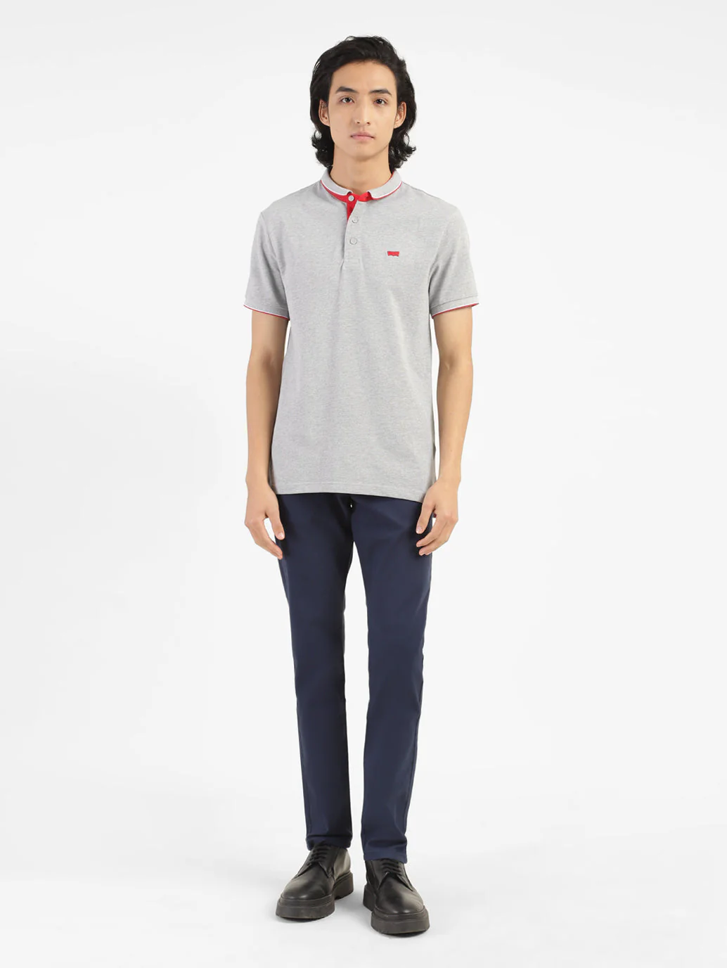 Men's Solid Polo T-shirt Grey - Image 5