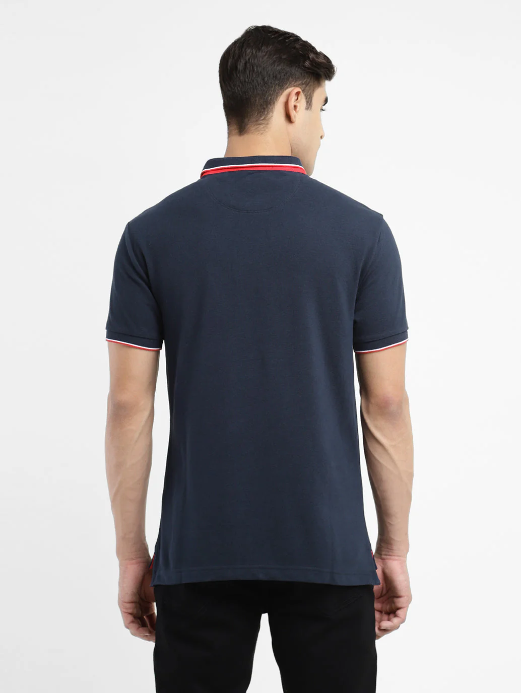Men's Solid Polo Navy T-shirt - Image 3