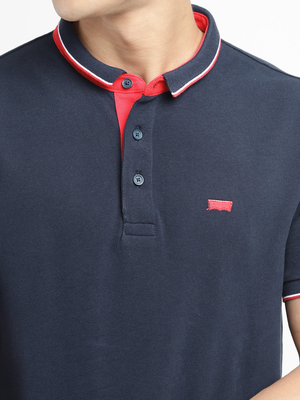 Men's Solid Polo Navy T-shirt - Image 6