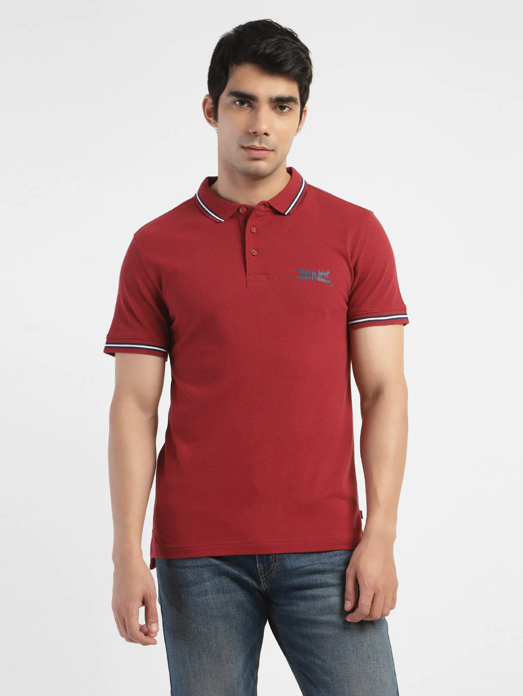 Men's Solid Polo T-shirt Red - Image 2