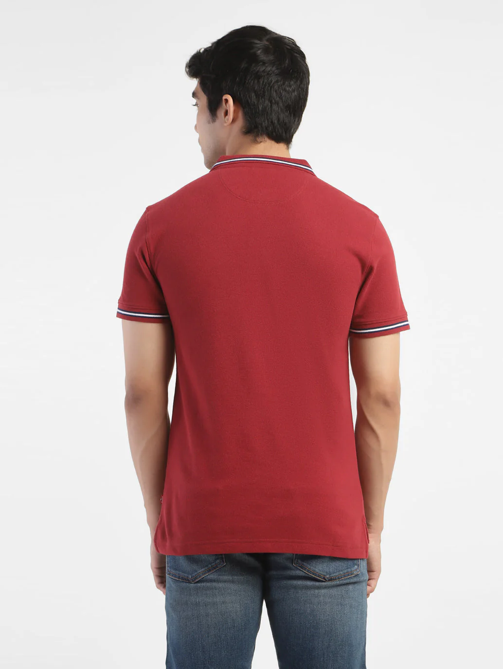 Men's Solid Polo T-shirt Red - Image 3