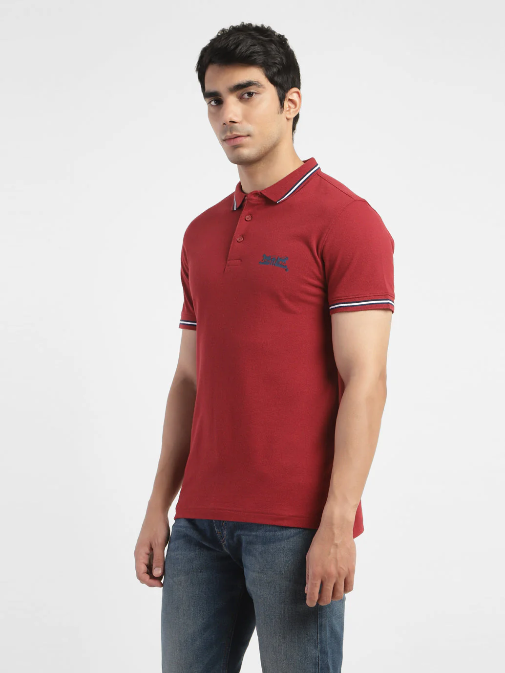 Men's Solid Polo T-shirt Red - Image 4