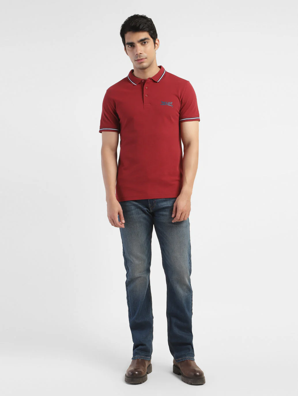 Men's Solid Polo T-shirt Red - Image 5