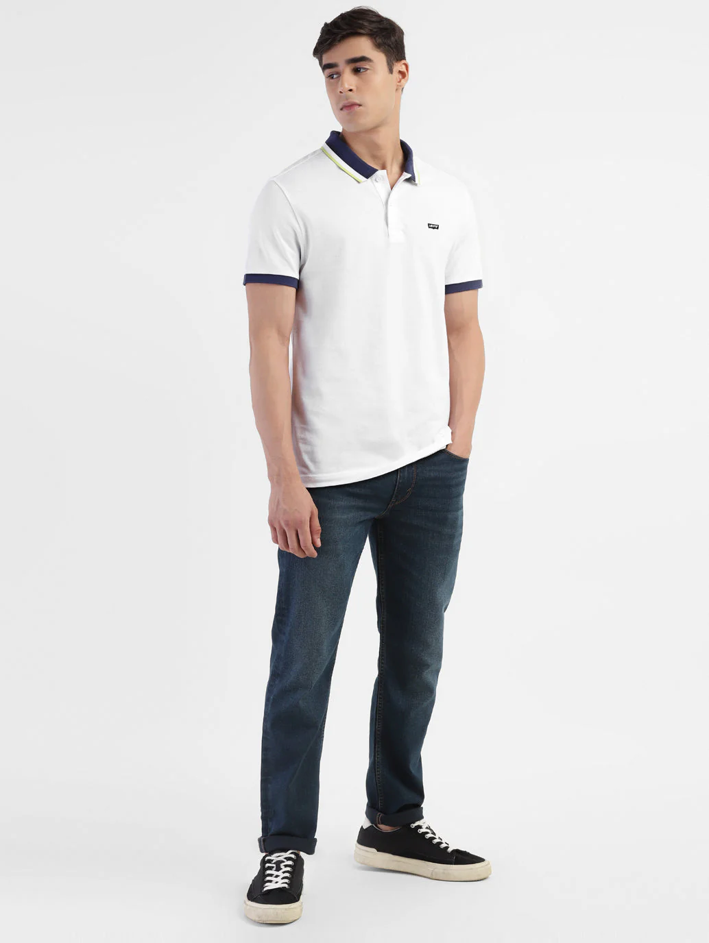 Men's Solid White Polo T-shirt