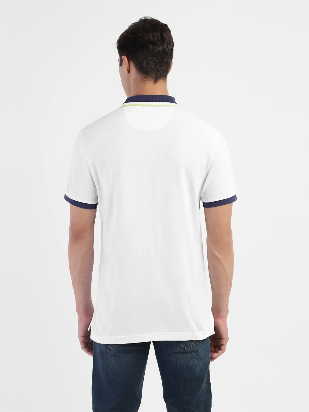 Men's Solid White Polo T-shirt - Image 3