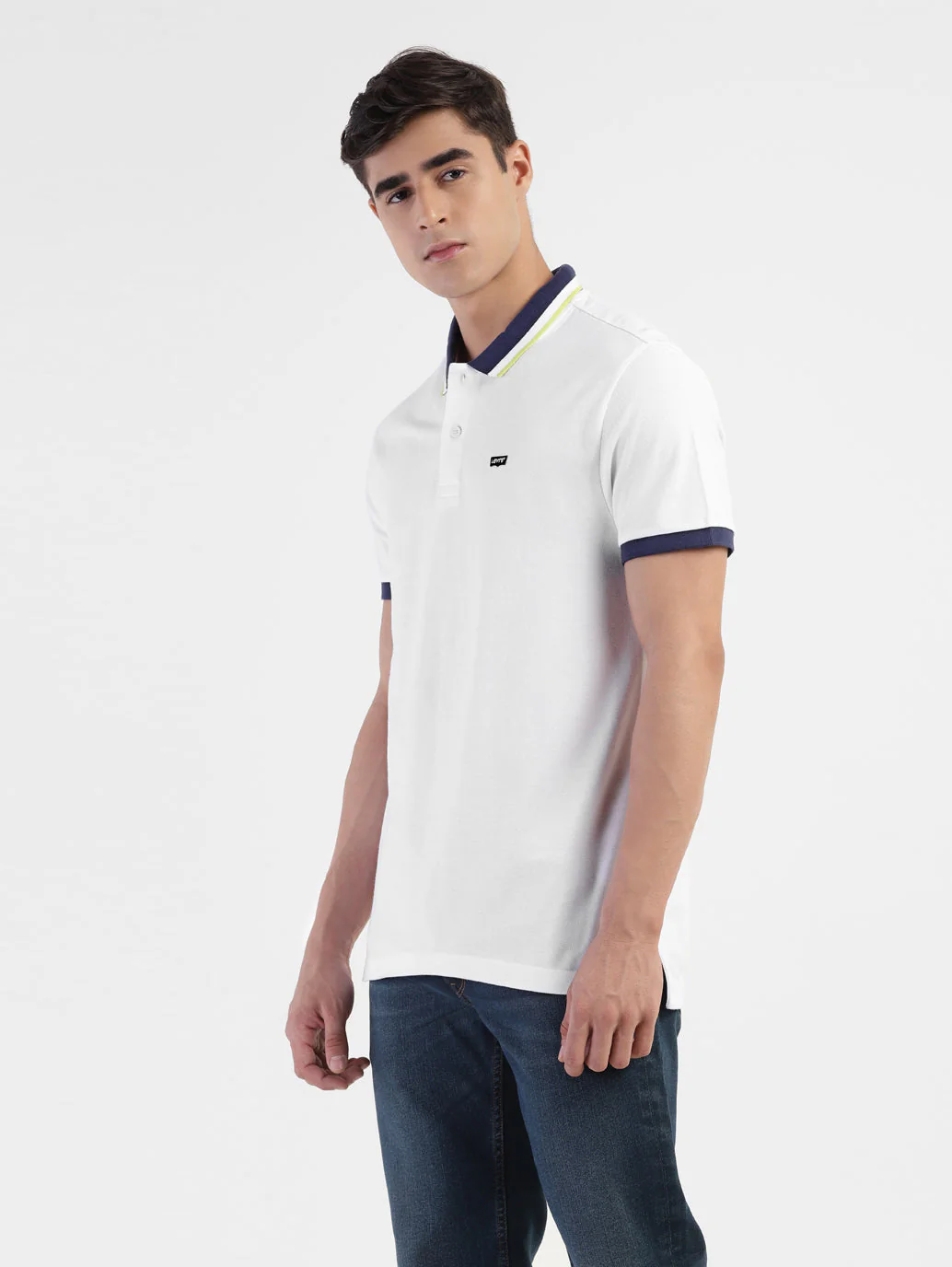 Men's Solid White Polo T-shirt - Image 4