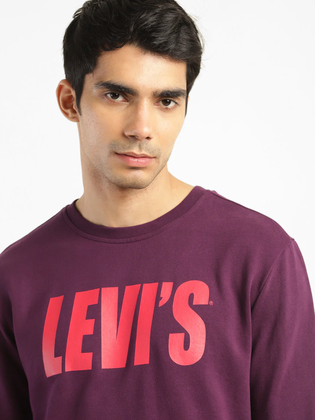 Men's Solid Purple Crew Neck Sweatshirt - Image 5