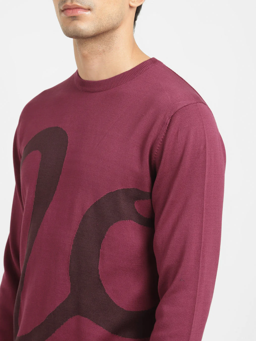 Men's Solid Maroon Crew Neck Sweater - Image 5
