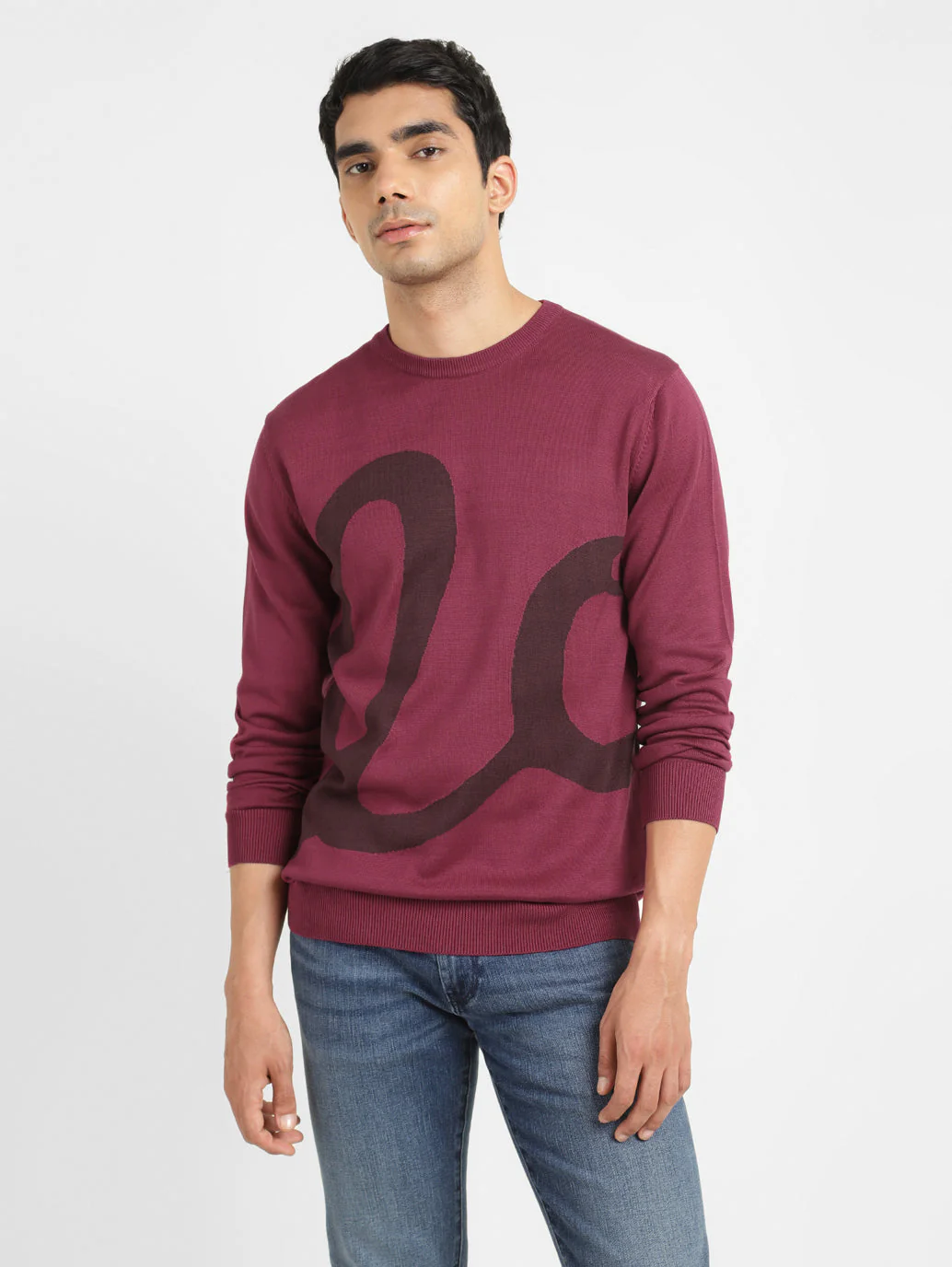 Men's Solid Maroon Crew Neck Sweater - Image 6