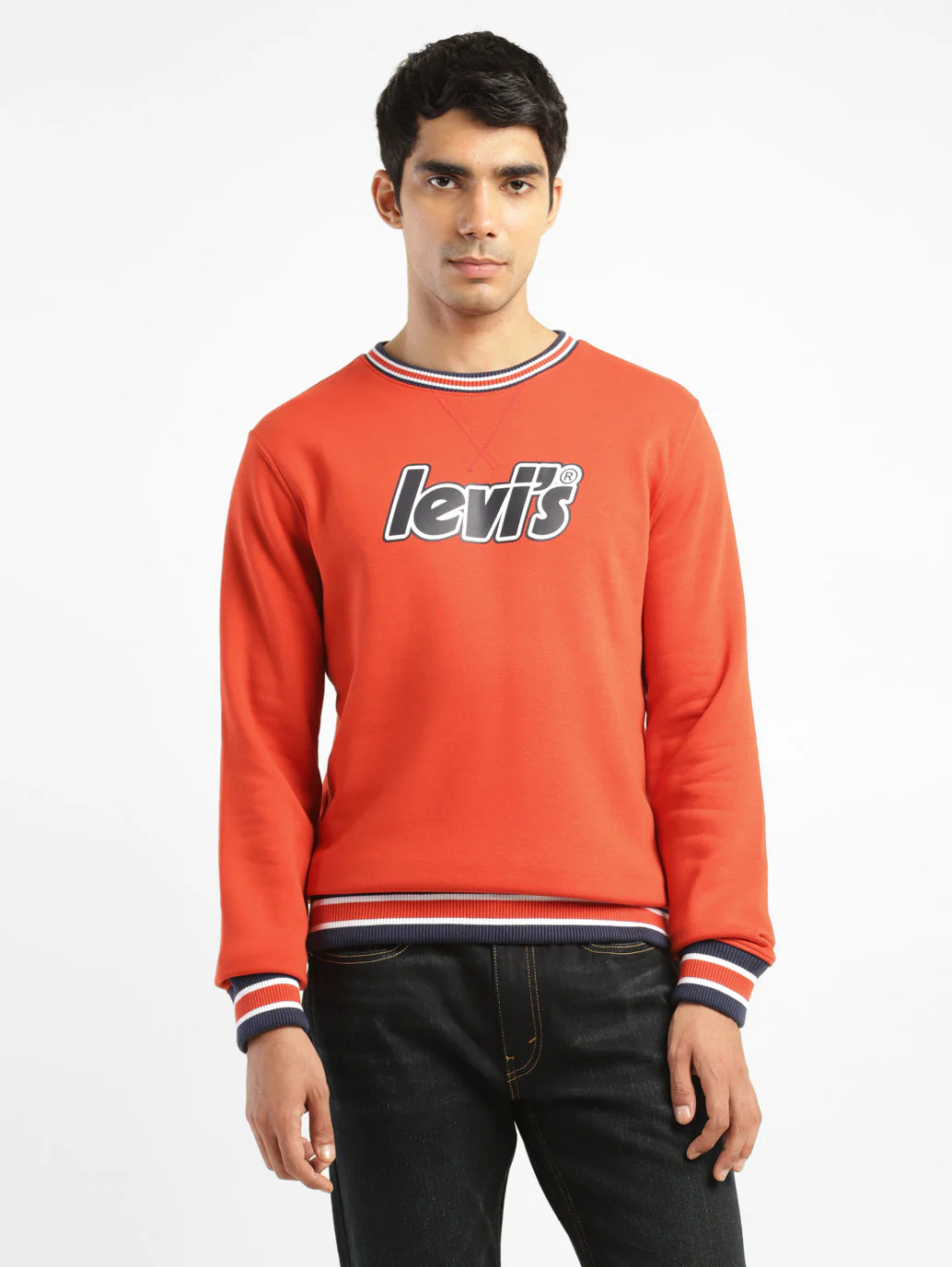 Men's Solid Red Crew Neck Sweatshirt - Image 2