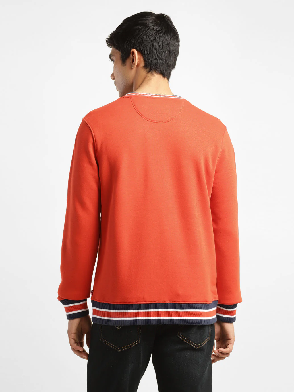 Men's Solid Red Crew Neck Sweatshirt - Image 3