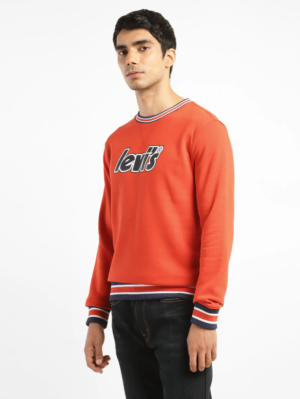 Men's Solid Red Crew Neck Sweatshirt - Image 4